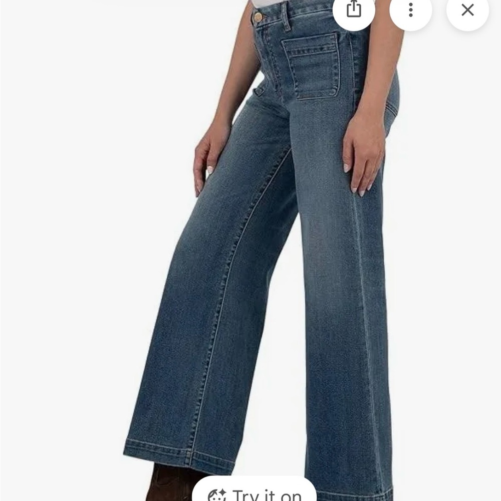 Kut Meg Wide-Leg Jeans With Front Patch Pocket - Picture 2 of 9